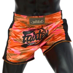 FAIRTEX MUAY THAI SHORTS SLIM CUT BS1711 CAMO ORANGE