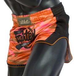 FAIRTEX MUAY THAI SHORTS SLIM CUT BS1711 CAMO ORANGE -BOXING GLOVES Shop BS1711 Fairtex Red Camo Slim Cut Muay Thai Shorts3