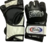 MUAY THAI MMA GLOVES FAIRTEX ULTIMATE COMBAT OPEN THUMB FGV12 - BLACK / WHITE -BOXING GLOVES Shop FAIRTEXMMAGLOVESFGV12BLACKWHITE