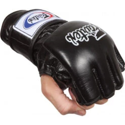 MUAY THAI MMA GLOVES FAIRTEX ULTIMATE COMBAT OPEN THUMB FGV12 - BLACK