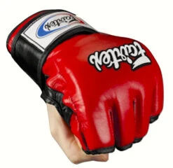 MUAY THAI MMA GLOVES FAIRTEX ULTIMATE COMBAT OPEN THUMB FGV12 - RED/BLACK