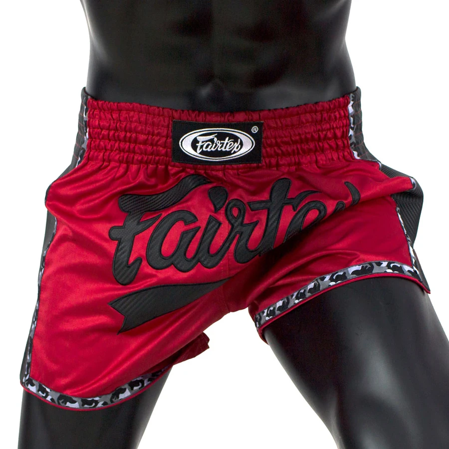 Fairtex Muay Thai Shorts / Slim Cut / Red Black 4 Fairtex Muay Thai Shorts / Slim Cut / Red Black - Image 2