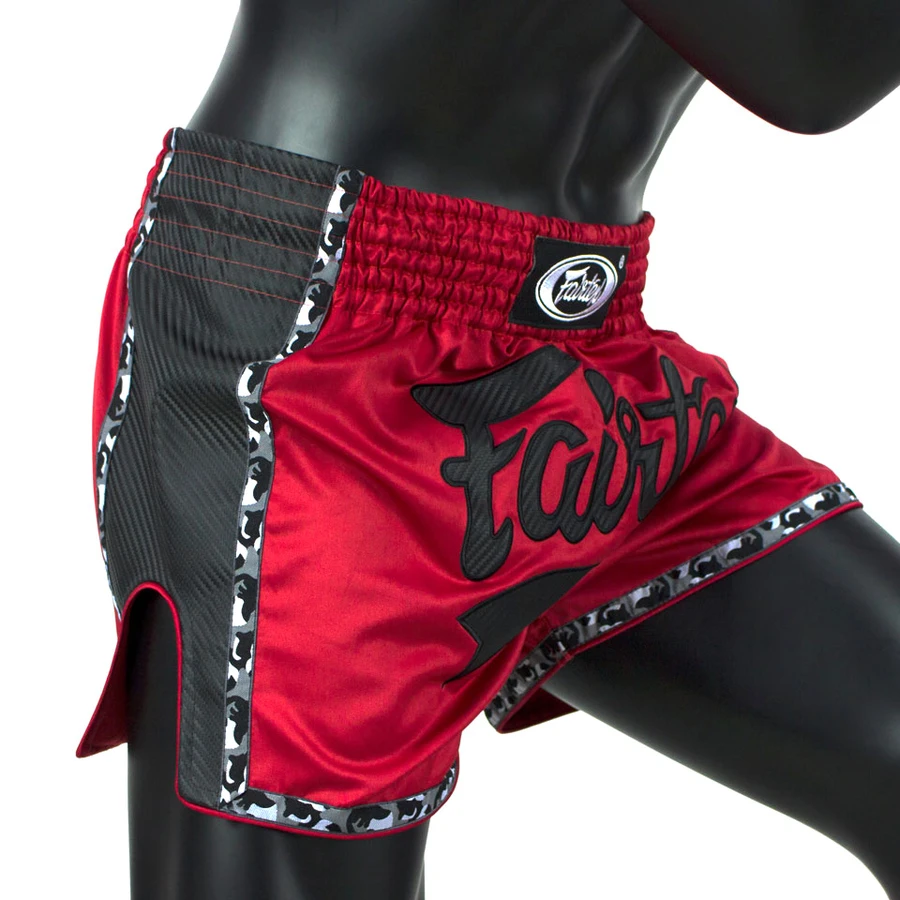 Fairtex Muay Thai Shorts / Slim Cut / Red Black 5 Fairtex Muay Thai Shorts / Slim Cut / Red Black - Image 3