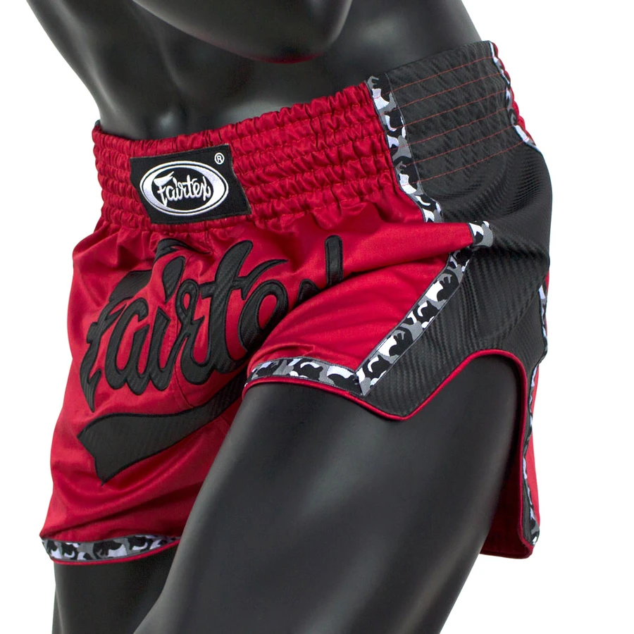 Fairtex Muay Thai Shorts / Slim Cut / Red Black 7 Fairtex Muay Thai Shorts / Slim Cut / Red Black - Image 5