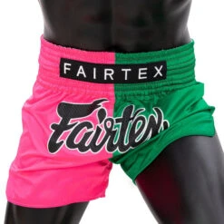 Fairtex Muay Thai Shorts / Slim Cut / Fighter Pink Green 9 Fairtex Muay Thai Shorts / Slim Cut / Fighter Pink Green -BOXING GLOVES Shop FTX BS1911 2
