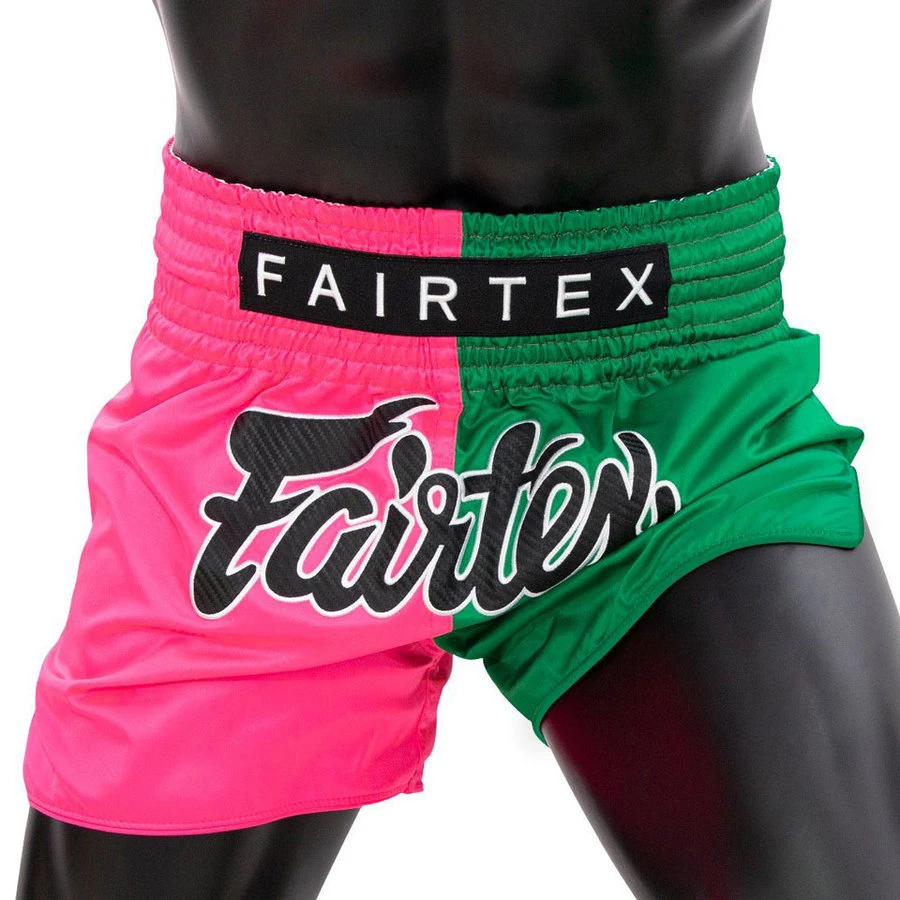 Fairtex Muay Thai Shorts / Slim Cut / Fighter Pink Green 5 Fairtex Muay Thai Shorts / Slim Cut / Fighter Pink Green - Image 3