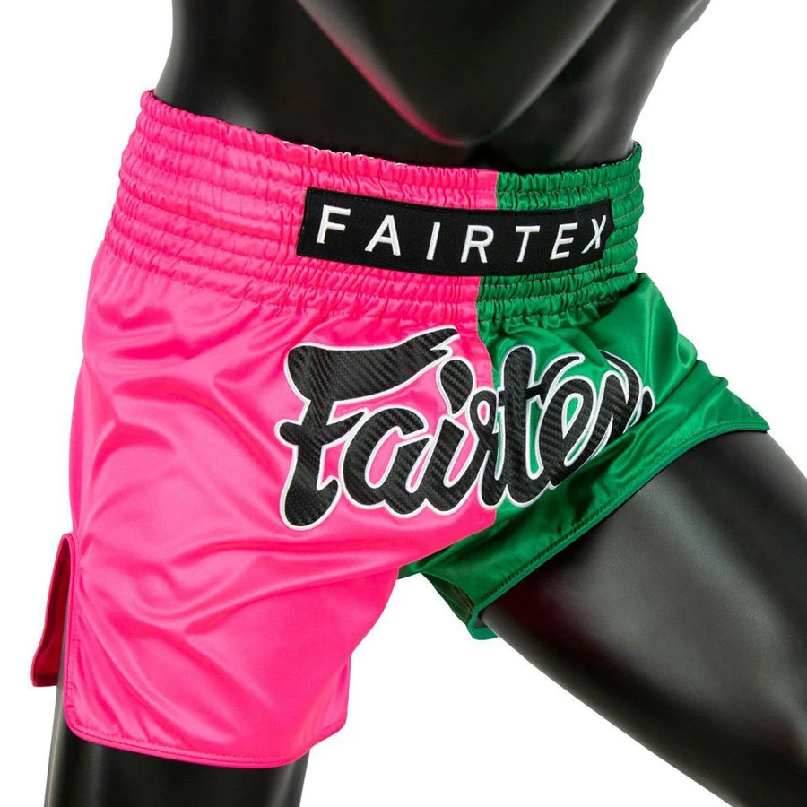 Fairtex Muay Thai Shorts / Slim Cut / Fighter Pink Green 6 Fairtex Muay Thai Shorts / Slim Cut / Fighter Pink Green - Image 4
