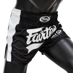 Fairtex Muay Thai Short / MTGP / Black-White -BOXING GLOVES Shop FTX MTGP BK WH 3