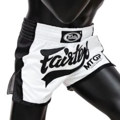Fairtex Muay Thai Short / MTGP / White-Black 10 Fairtex Muay Thai Short / MTGP / White-Black -BOXING GLOVES Shop FTX MTGP WH BK 3