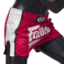 MUAY THAI SHORTS FAIRTEX SLIM CUT BS1704 RED WHITE -BOXING GLOVES Shop Fairtex Muay Thai Shorts BS1704 2