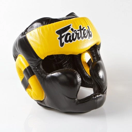 FAIRTEX HEAD GUARD MUAY THAI DIAGONAL VIEW HG13 - BLACK/YELLOW 3 FAIRTEX HEAD GUARD MUAY THAI DIAGONAL VIEW HG13 - BLACK/YELLOW