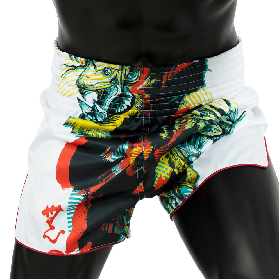 MUAY THAI SHORTS BY FAIRTEX BS1908 WHITE SATORU 3 MUAY THAI SHORTS BY FAIRTEX BS1908 WHITE SATORU