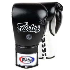 BOXING GLOVES Shop 61 BGL3 Fairtex Black-White Lace-up Sparring Gloves