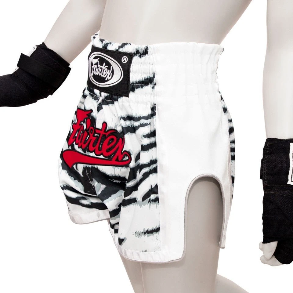 BSK2103 Fairtex Kids Muay Thai Shorts White Tiger 4 BSK2103 Fairtex Kids Muay Thai Shorts White Tiger - Image 2