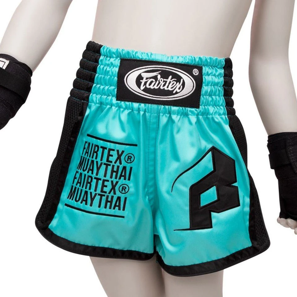 BSK2107 Fairtex Kids Muay Thai Shorts Turquoise 3 BSK2107 Fairtex Kids Muay Thai Shorts Turquoise