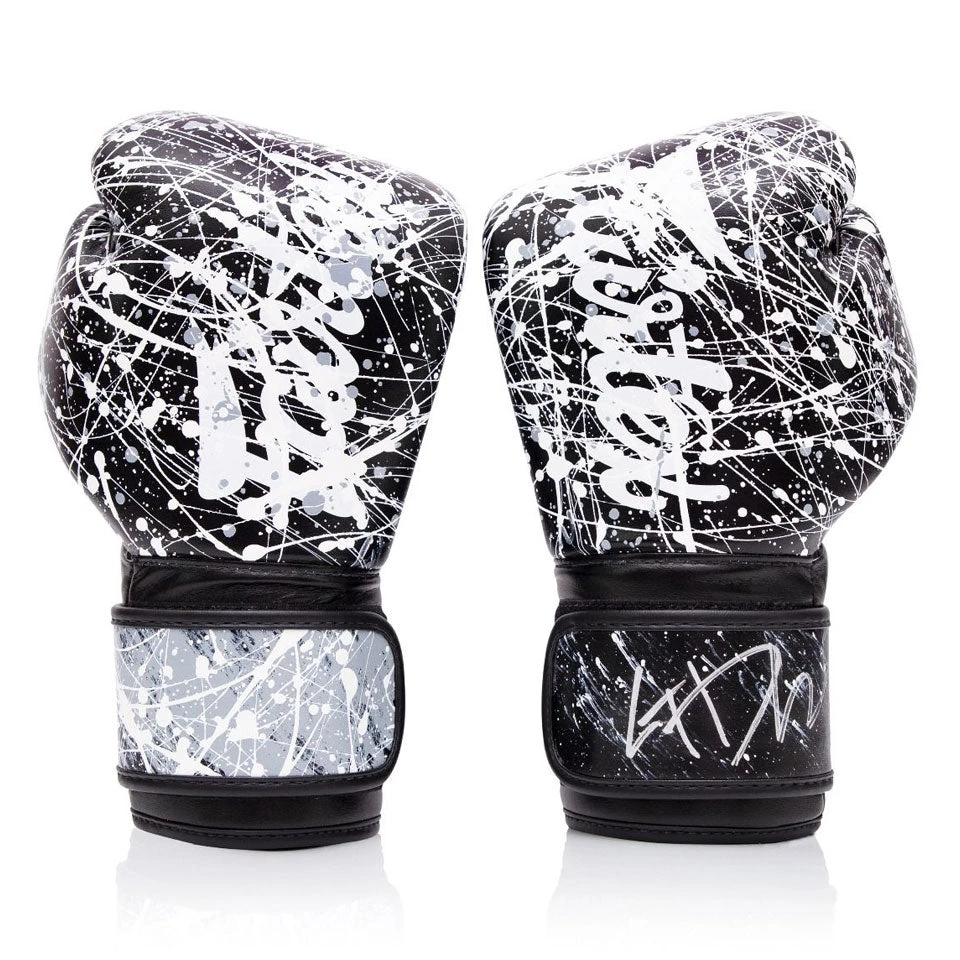 Fairtex BGV14PT The Painter Unique Boxing Gloves - Black/White 4 Fairtex BGV14PT The Painter Unique Boxing Gloves - Black/White - Image 2