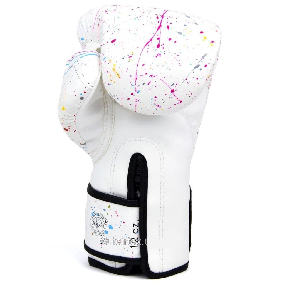 Fairtex BGV14PT The Painter Unique Boxing Gloves - White/Black 4 Fairtex BGV14PT The Painter Unique Boxing Gloves - White/Black - Image 2