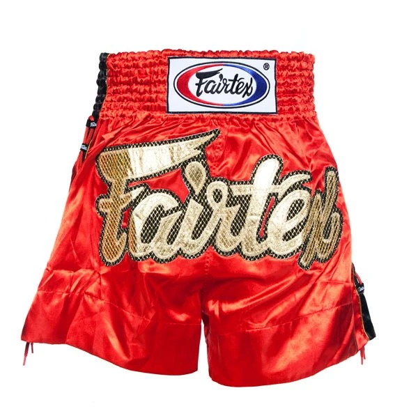 Fairtex BS0602 Red Laced Sides Muay Thai Shorts 3 Fairtex BS0602 Red Laced Sides Muay Thai Shorts