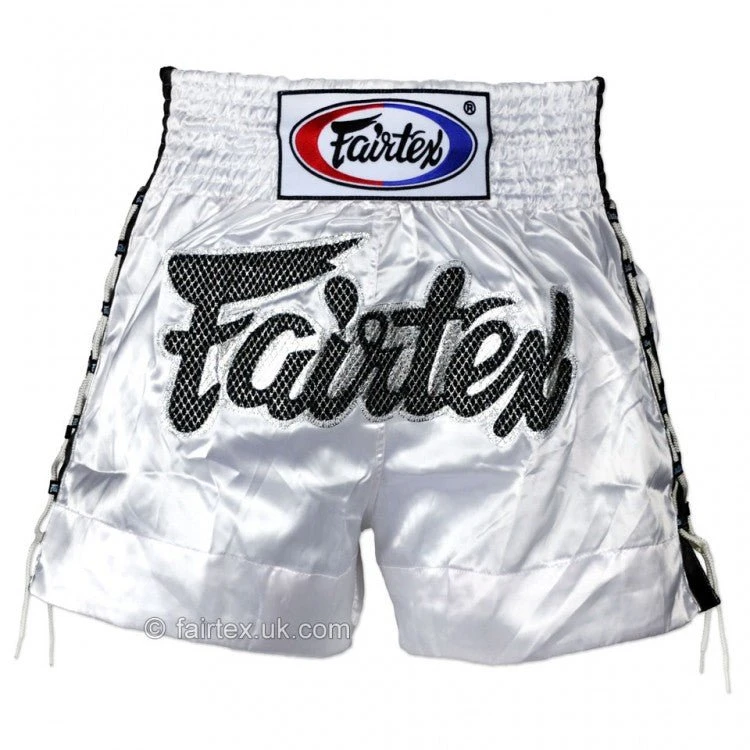 Fairtex BS0604 White Laced Sides Muay Thai Shorts 3 Fairtex BS0604 White Laced Sides Muay Thai Shorts