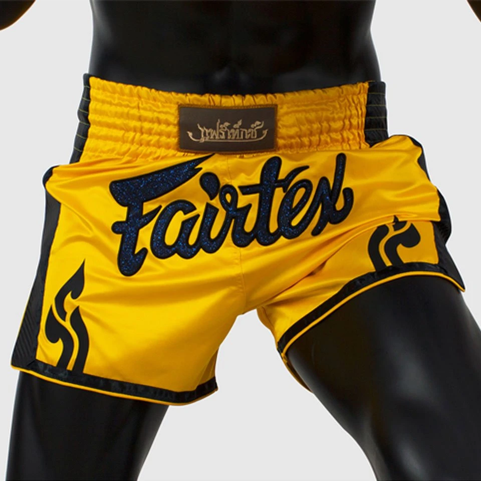 Fairtex BS1701 Slim Cut Muay Thai Shorts - Yellow 3 Fairtex BS1701 Slim Cut Muay Thai Shorts - Yellow