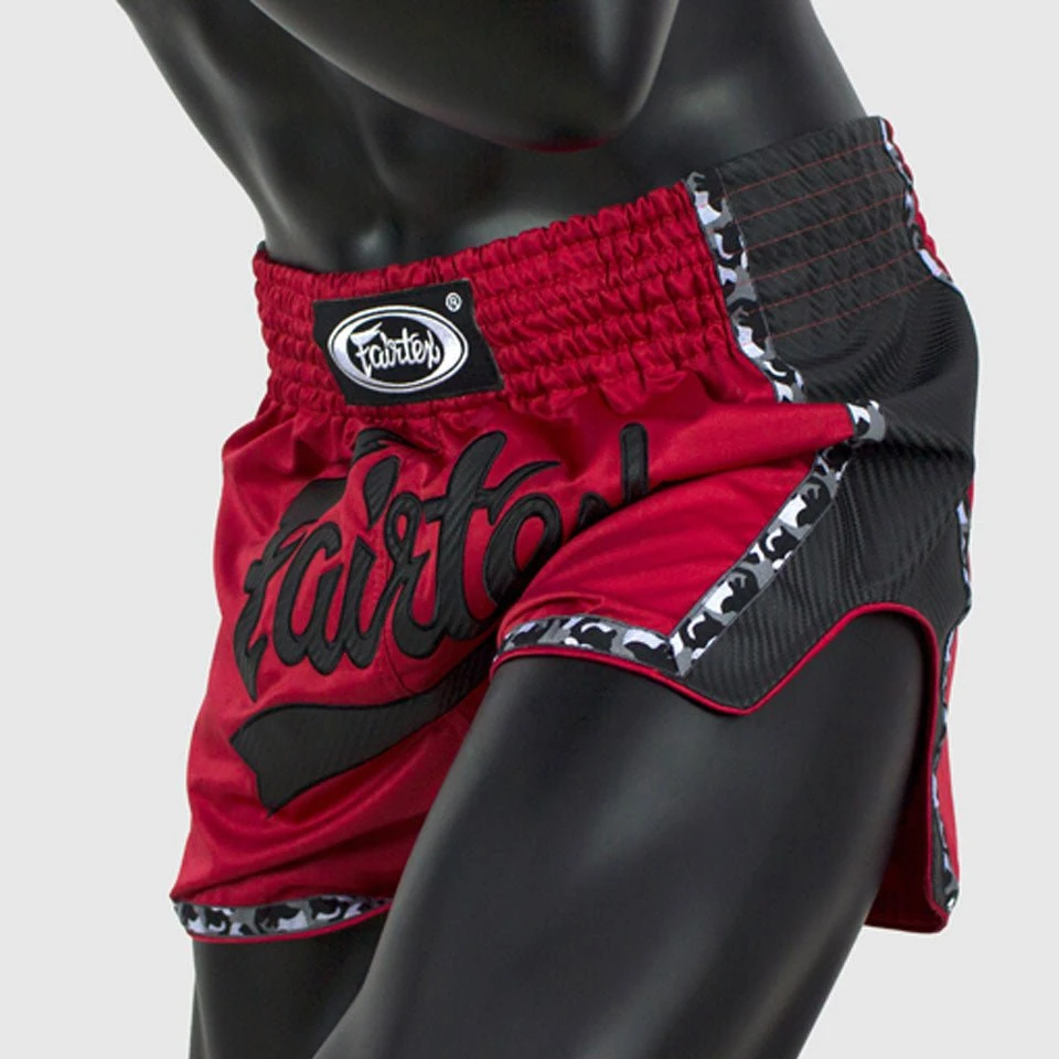 Fairtex BS1703 Slim Cut Muay Thai Shorts - Red/Black 5 Fairtex BS1703 Slim Cut Muay Thai Shorts - Red/Black - Image 3