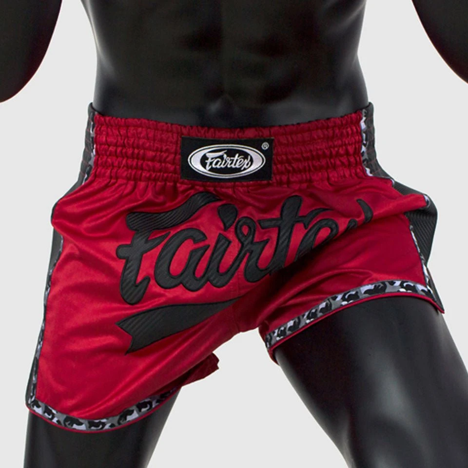 Fairtex BS1703 Slim Cut Muay Thai Shorts - Red/Black 3 Fairtex BS1703 Slim Cut Muay Thai Shorts - Red/Black