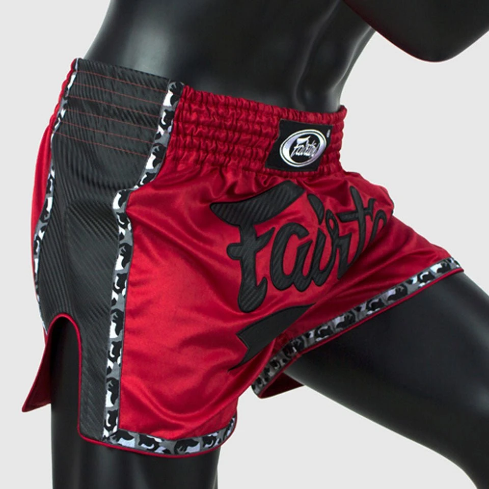 Fairtex BS1703 Slim Cut Muay Thai Shorts - Red/Black 4 Fairtex BS1703 Slim Cut Muay Thai Shorts - Red/Black - Image 2
