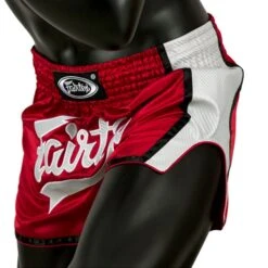Fairtex BS1704 Slim Cut Muay Thai Shorts - Red/White -BOXING GLOVES Shop fairtex bs1704 slim cut muay thai shorts redwhite 312647