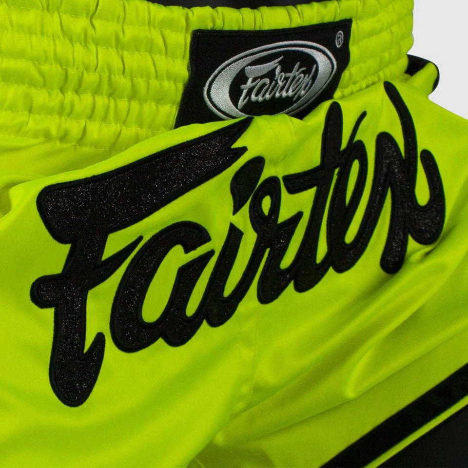 Fairtex BS1706 Slim Cut Muay Thai Shorts - Lime Green 4 Fairtex BS1706 Slim Cut Muay Thai Shorts - Lime Green - Image 2