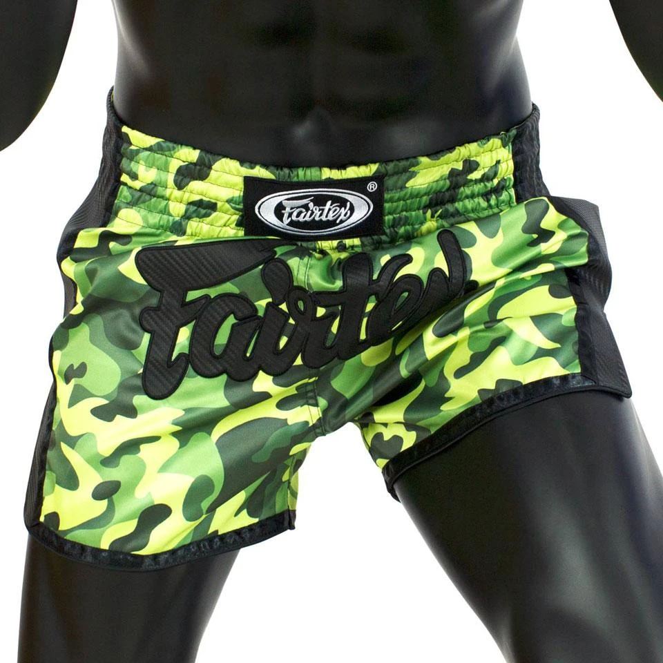 Fairtex BS1710 Slim Cut Muay Thai Shorts - Green Camo 3 Fairtex BS1710 Slim Cut Muay Thai Shorts - Green Camo