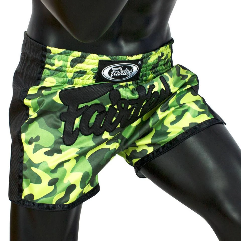 Fairtex BS1710 Slim Cut Muay Thai Shorts - Green Camo 4 Fairtex BS1710 Slim Cut Muay Thai Shorts - Green Camo - Image 2