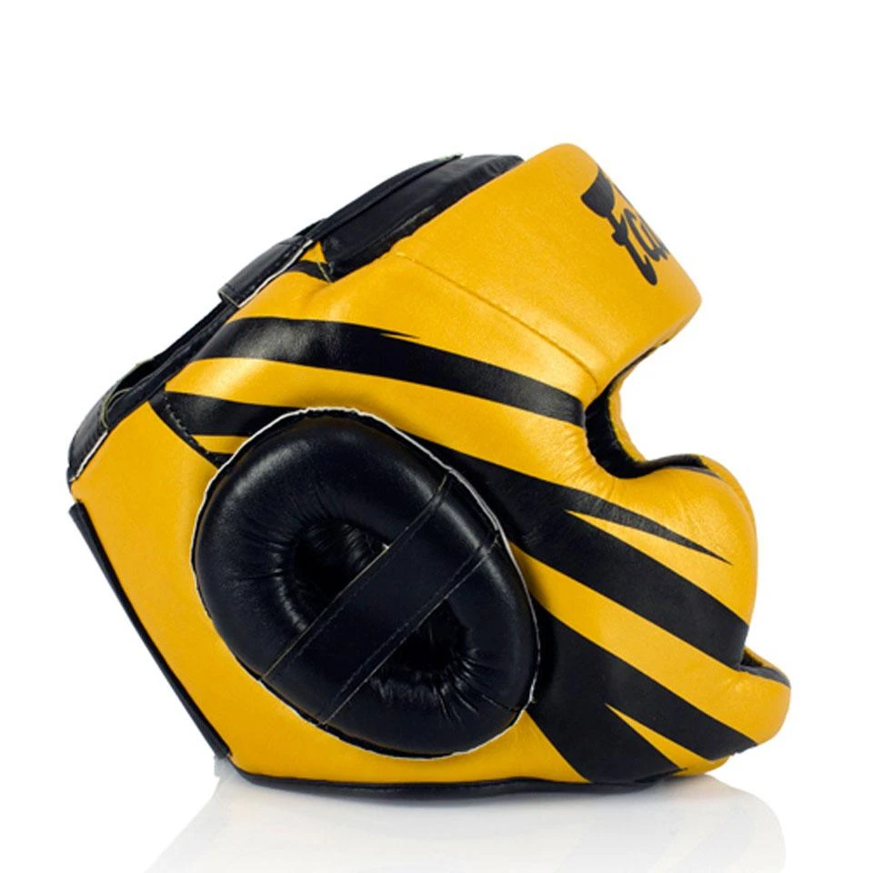 Fairtex HG16 Microfibre Headguard - Gold/Black 4 Fairtex HG16 Microfibre Headguard - Gold/Black - Image 2