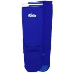 SPE1 Fairtex Blue Elastic Competition Shin Pads