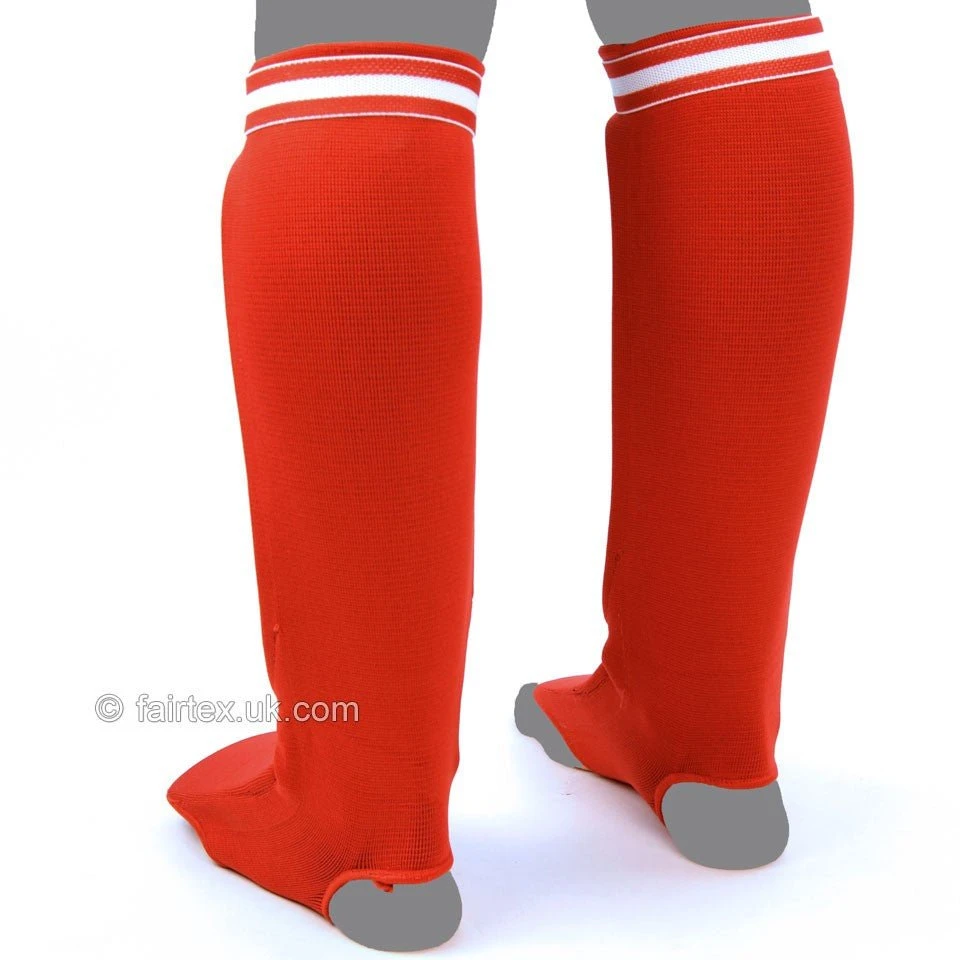 SPE1 Fairtex Red Elastic Competition Shin Pads 6 SPE1 Fairtex Red Elastic Competition Shin Pads - Image 4